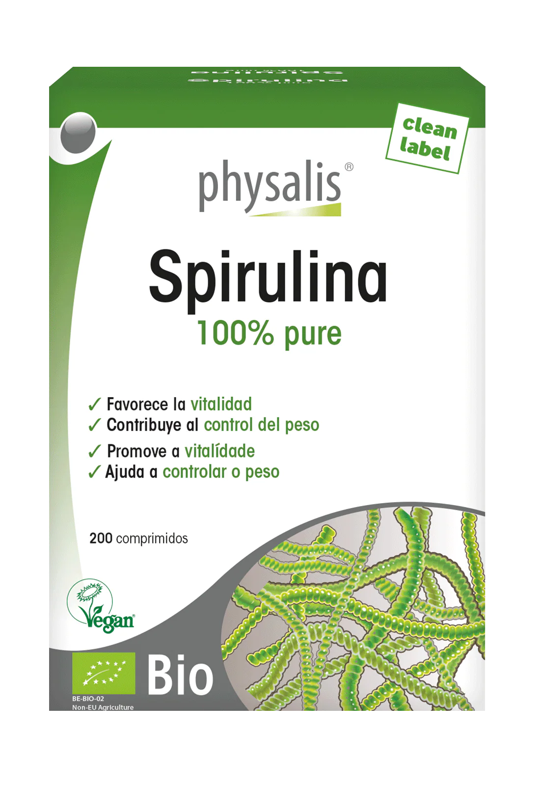Spirulina · Physalis · 200 comprimidos