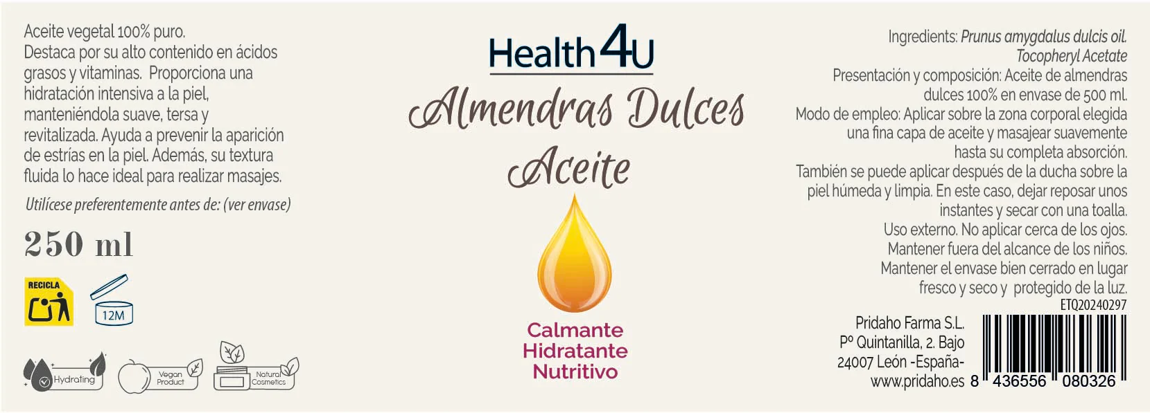 Aceite De Almendras · Health4U · 250 ml - Image 2