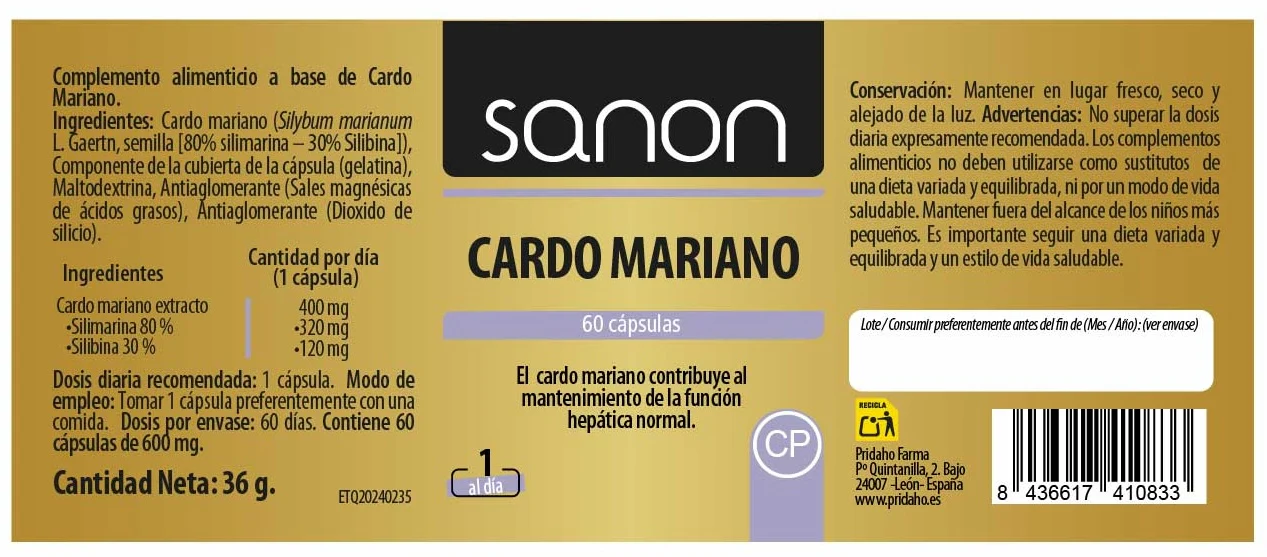 Cardo Mariano · Sanon · 60 cápsulas - Image 2