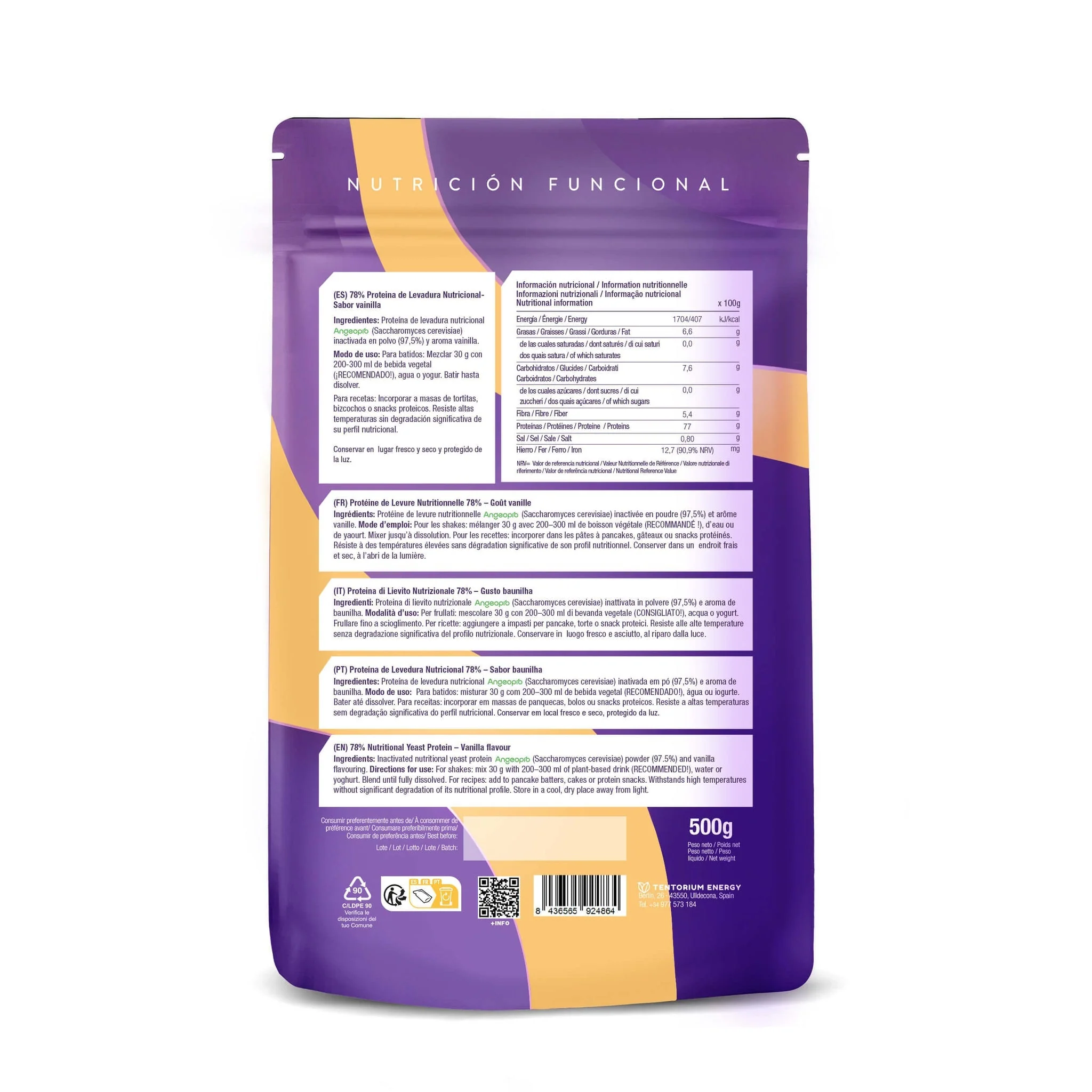 Proteína De Levadura Nutricional 77% Vainilla · Energy Feelings · 500 gramos - Image 2