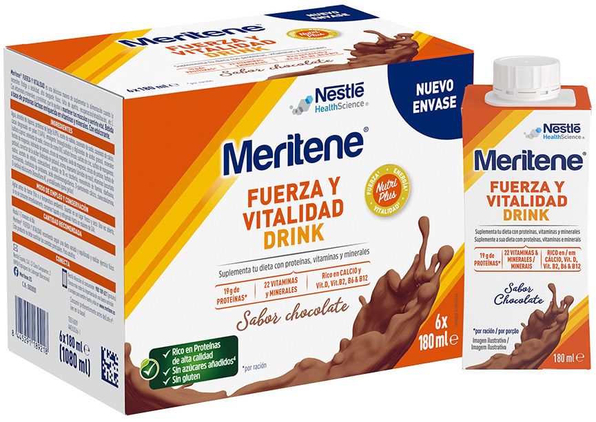 Meritene Fuerza y Vitalidad Drink Chocolate · Nestle · 6 botellas
