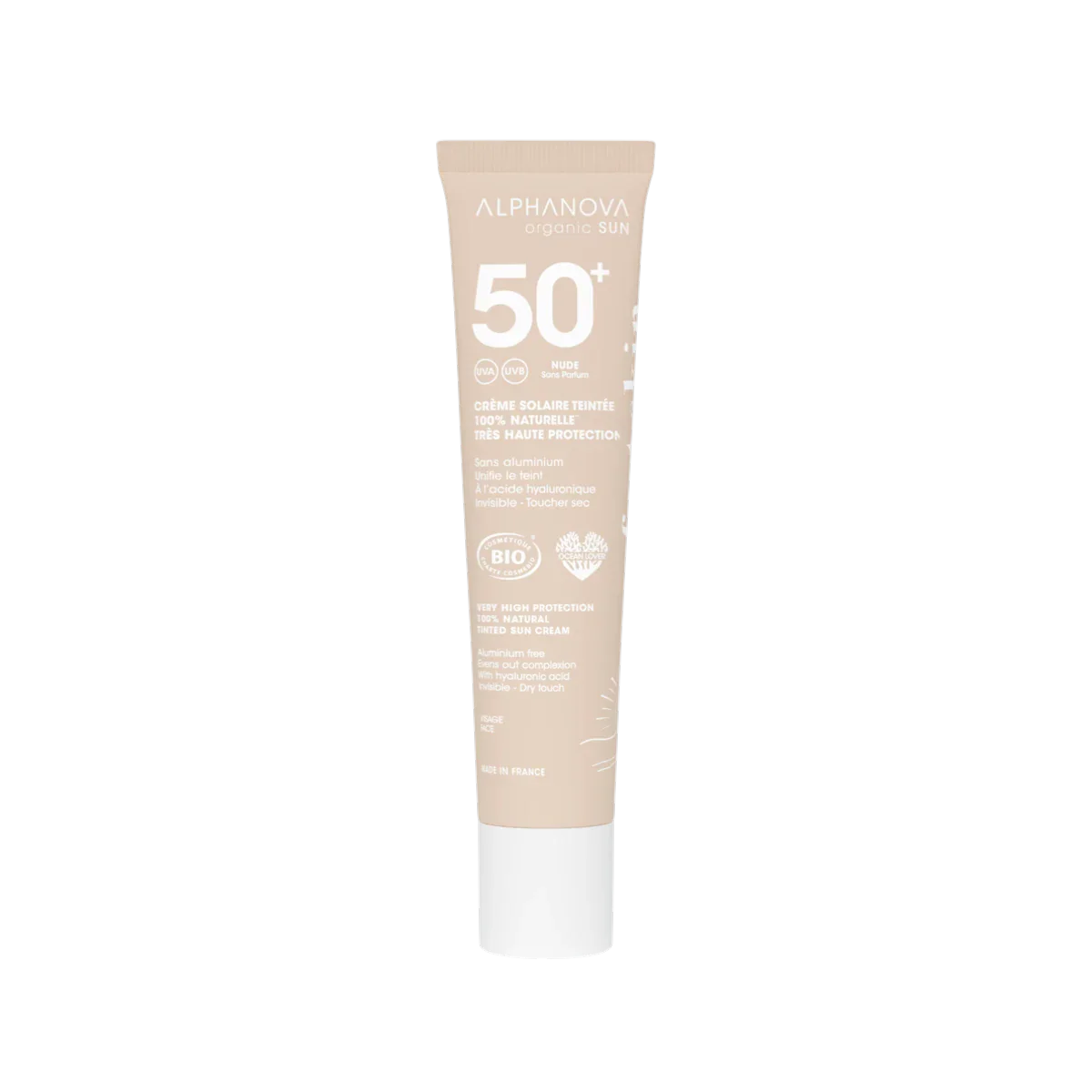 Protector Solar Facial BIO SPF50+ Color Claro · Alphanova · 40 gramos