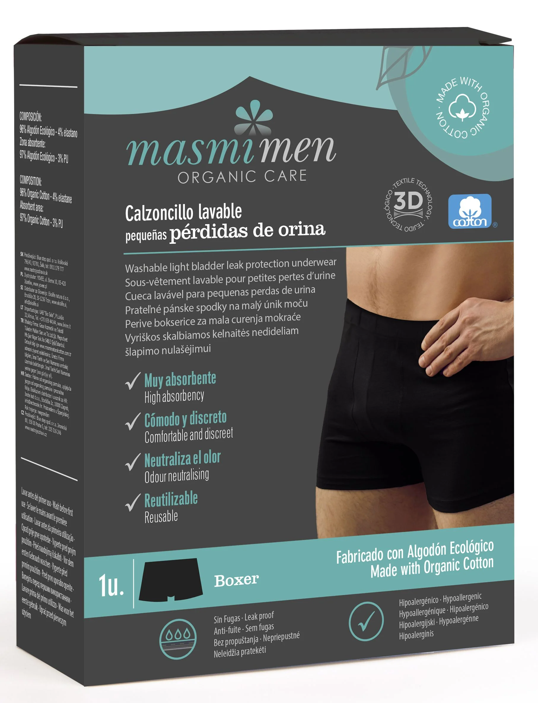 Boxer Lavable para Pequeñas Pérdidas de Orina · Masmi · Talla S