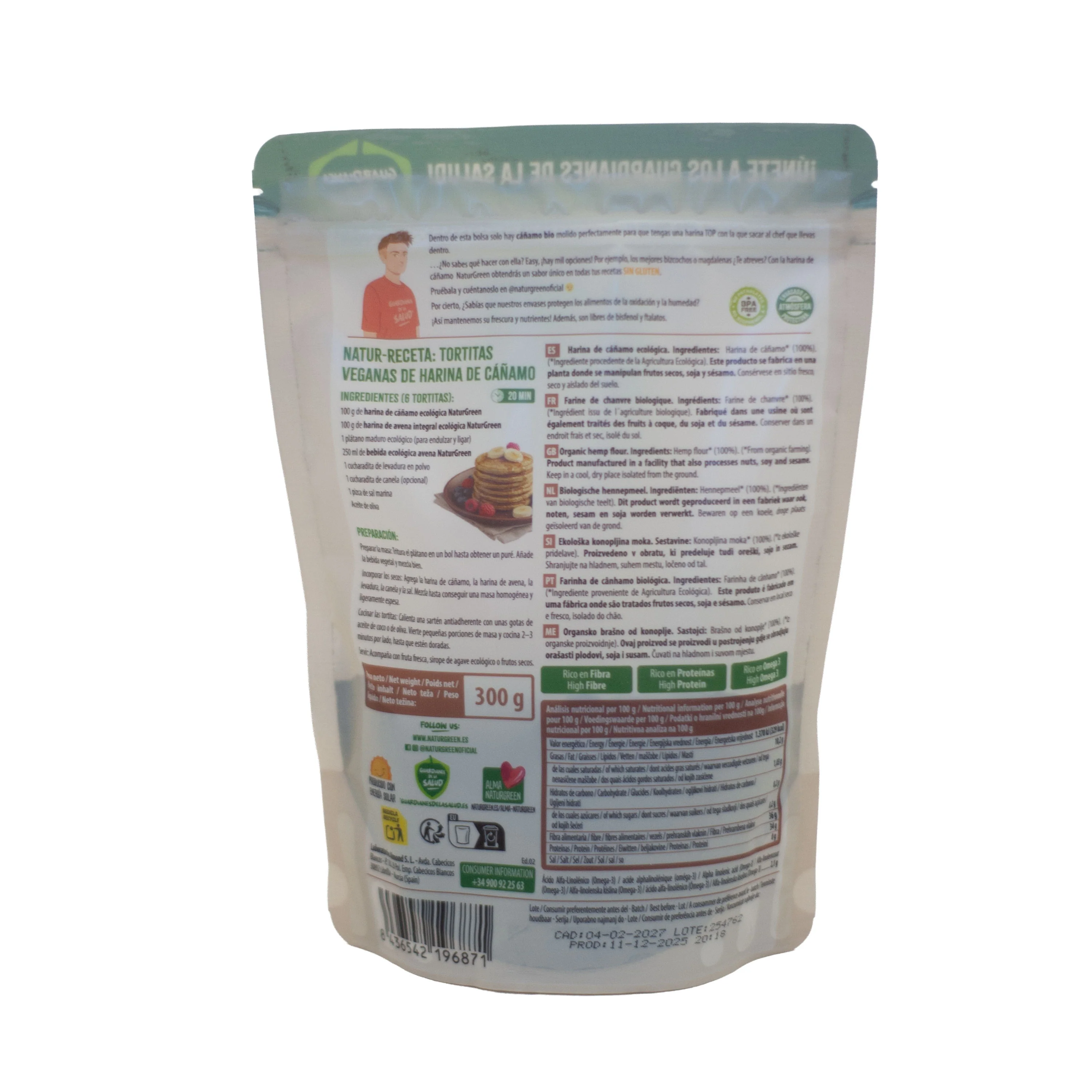 Harina de Cáñamo Bio · Naturgreen · 300 gramos - Image 2