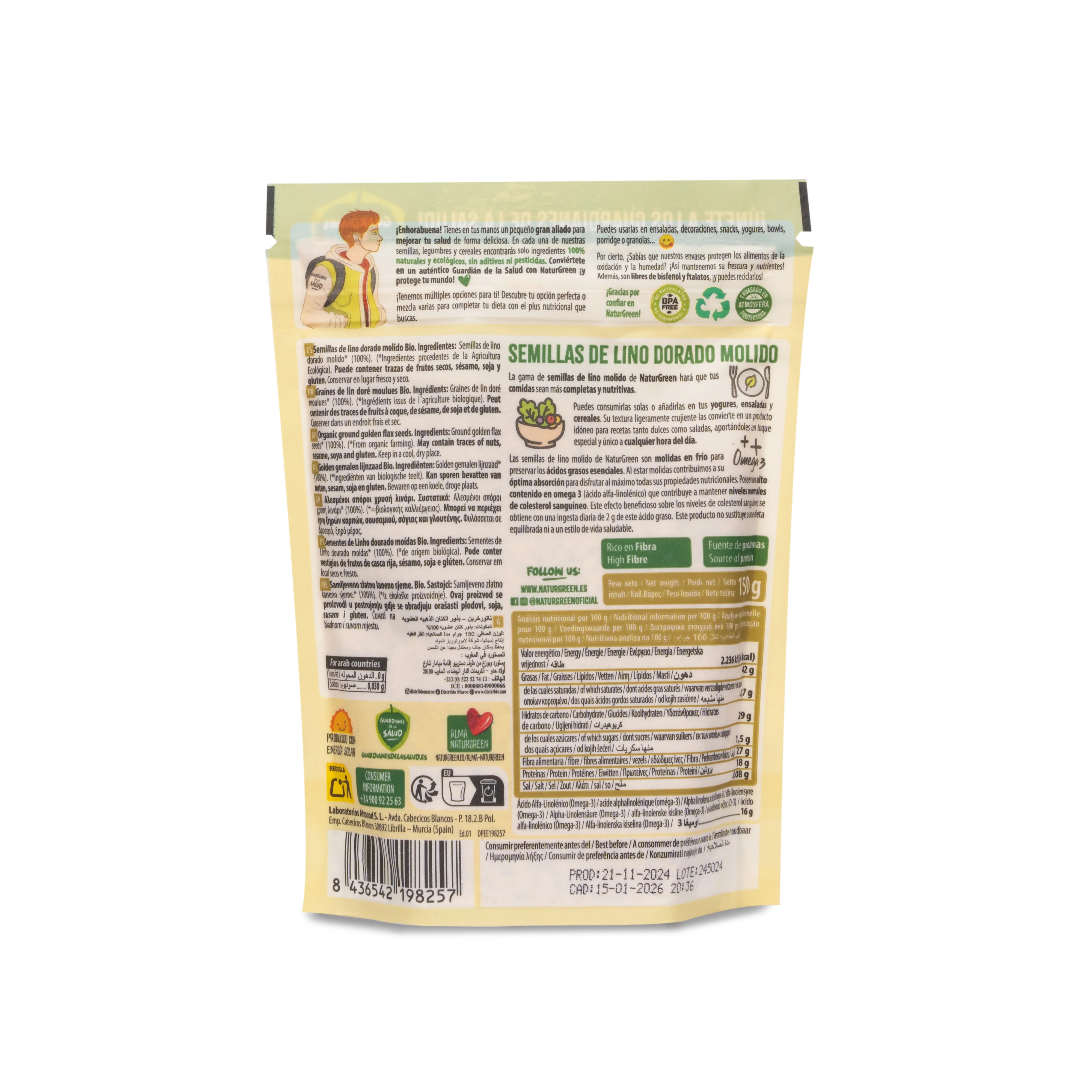 Semillas Lino Dorado Molido Bio · Naturgreen · 150 gramos - Image 2