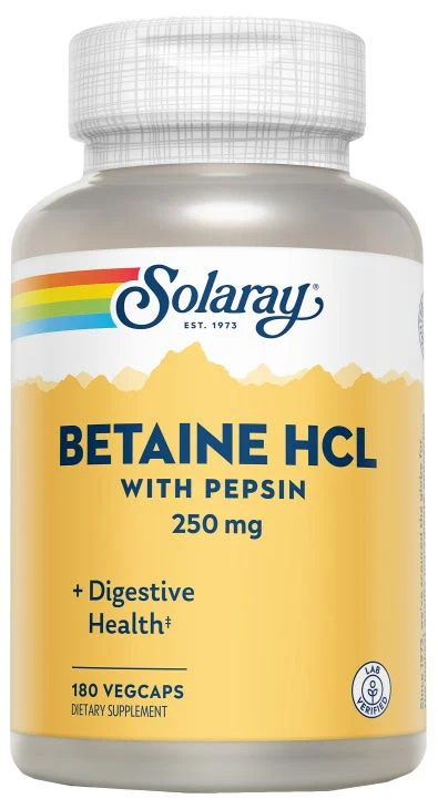 Betaína HCL · Solaray · 180 cápsulas