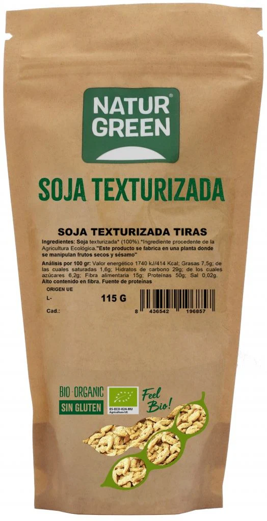 Soja Texturizada en Tiras Bio · Naturgreen · 115 gramos