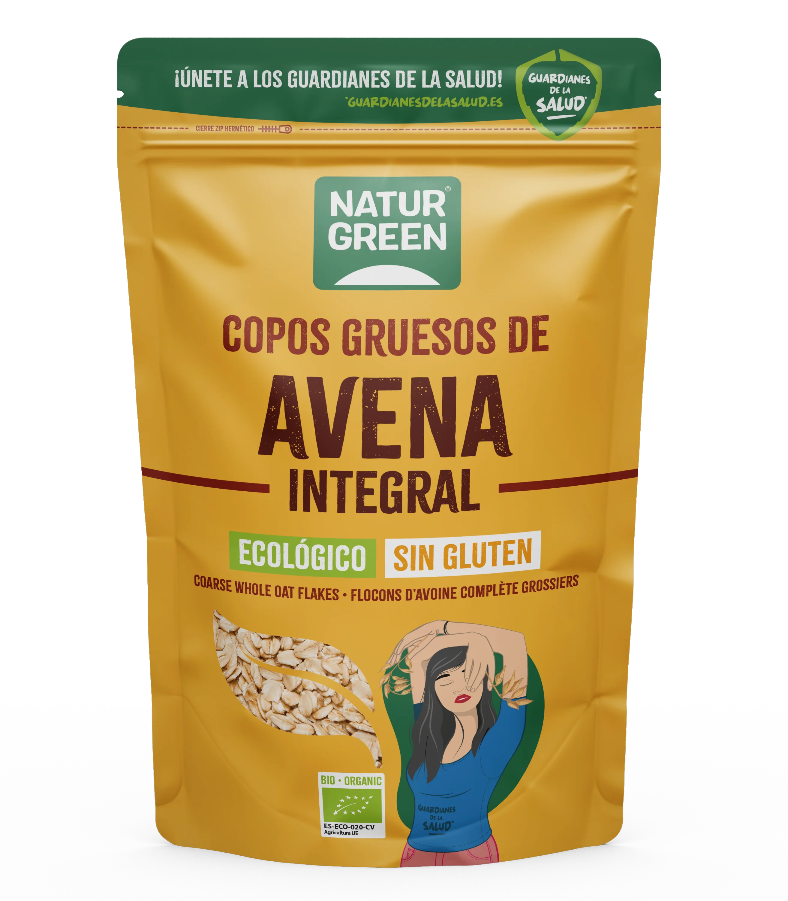Copos de Avena Gruesos Sin Gluten Bio · Naturgreen · 1 kg
