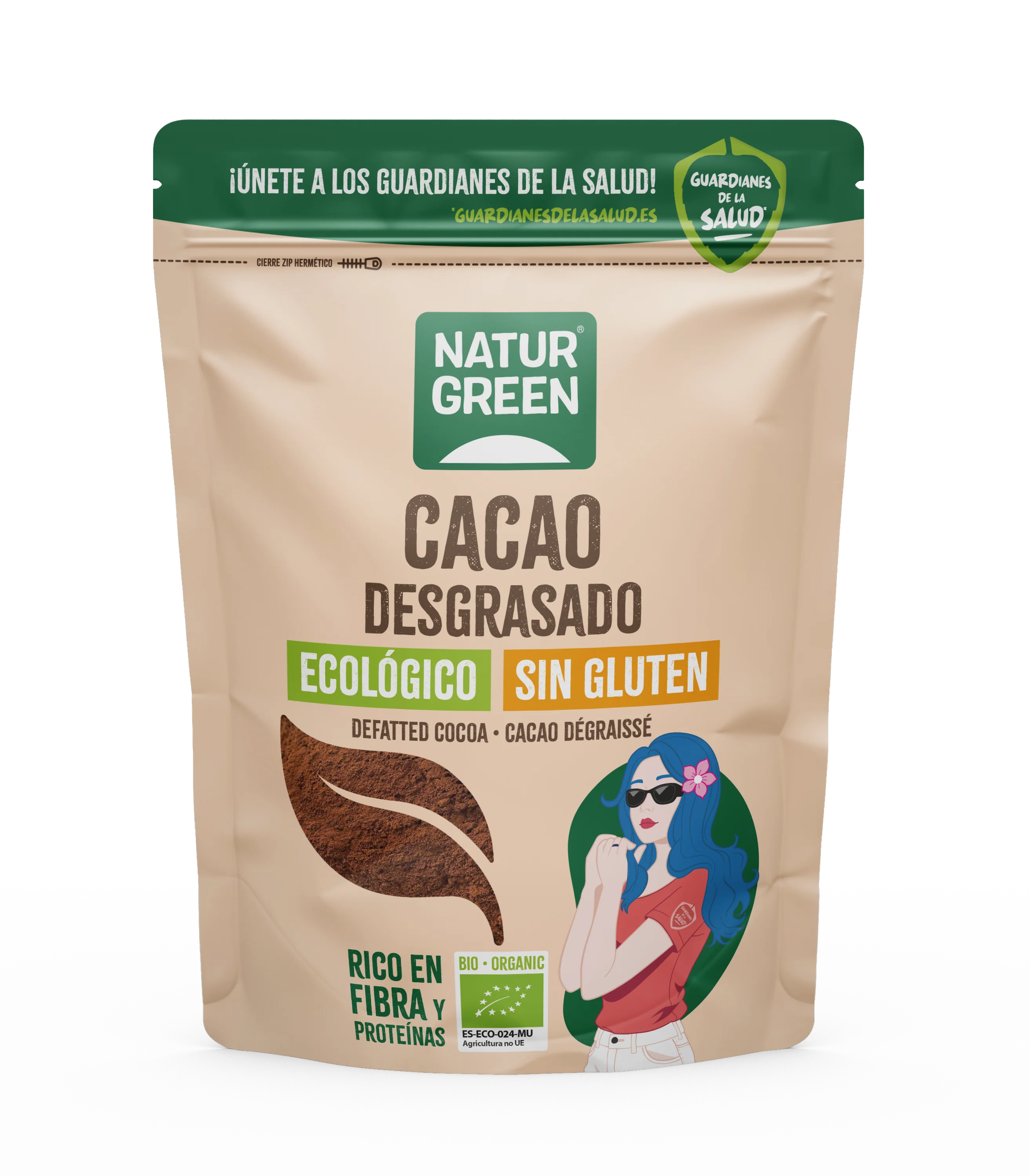 Cacao Desgrasado Bio · Naturgreen · 225 gramos