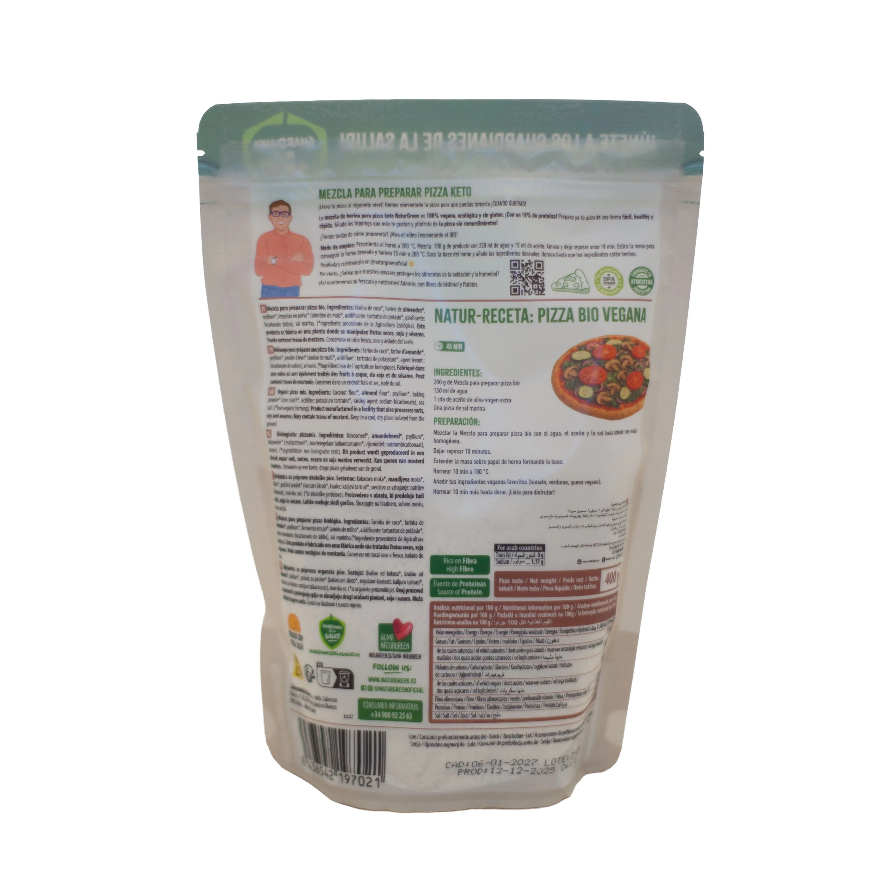 Mezcla para Pizza Keto Bio · Naturgreen · 400 gramos - Image 2