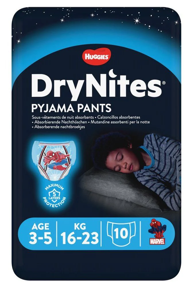 Calzoncillos Absorbentes DryNites para Niños 3-5 Años · Huggies · 10 unidades