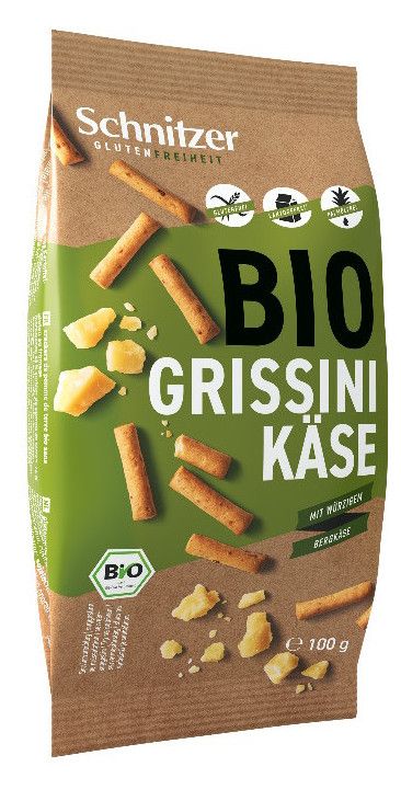 Palitos Grissini de Queso Sin Gluten Bio · Schnitzer · 100 gramos [Caducidad 06/2026]