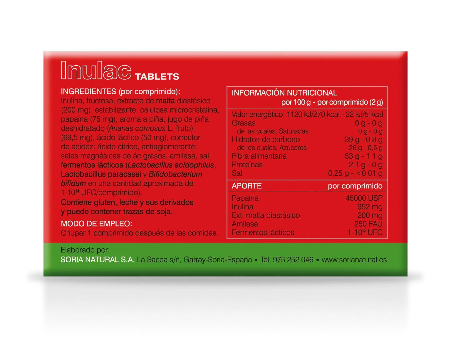 Inulac Tablets · Soria Natural · 30 comprimidos - Image 2