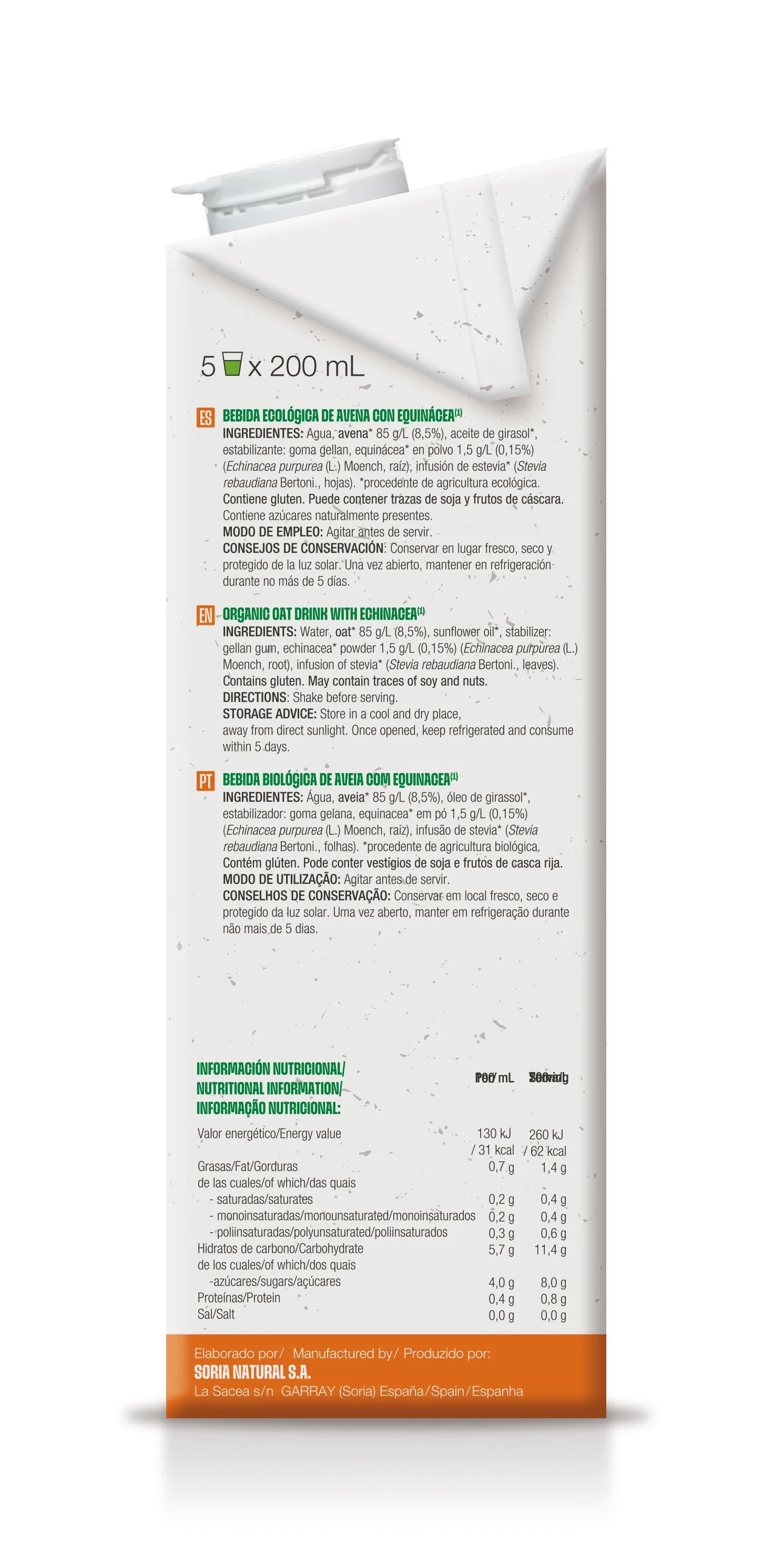 Bebida de Avena con Equinácea · Soria Natural · 1 litro - Image 2