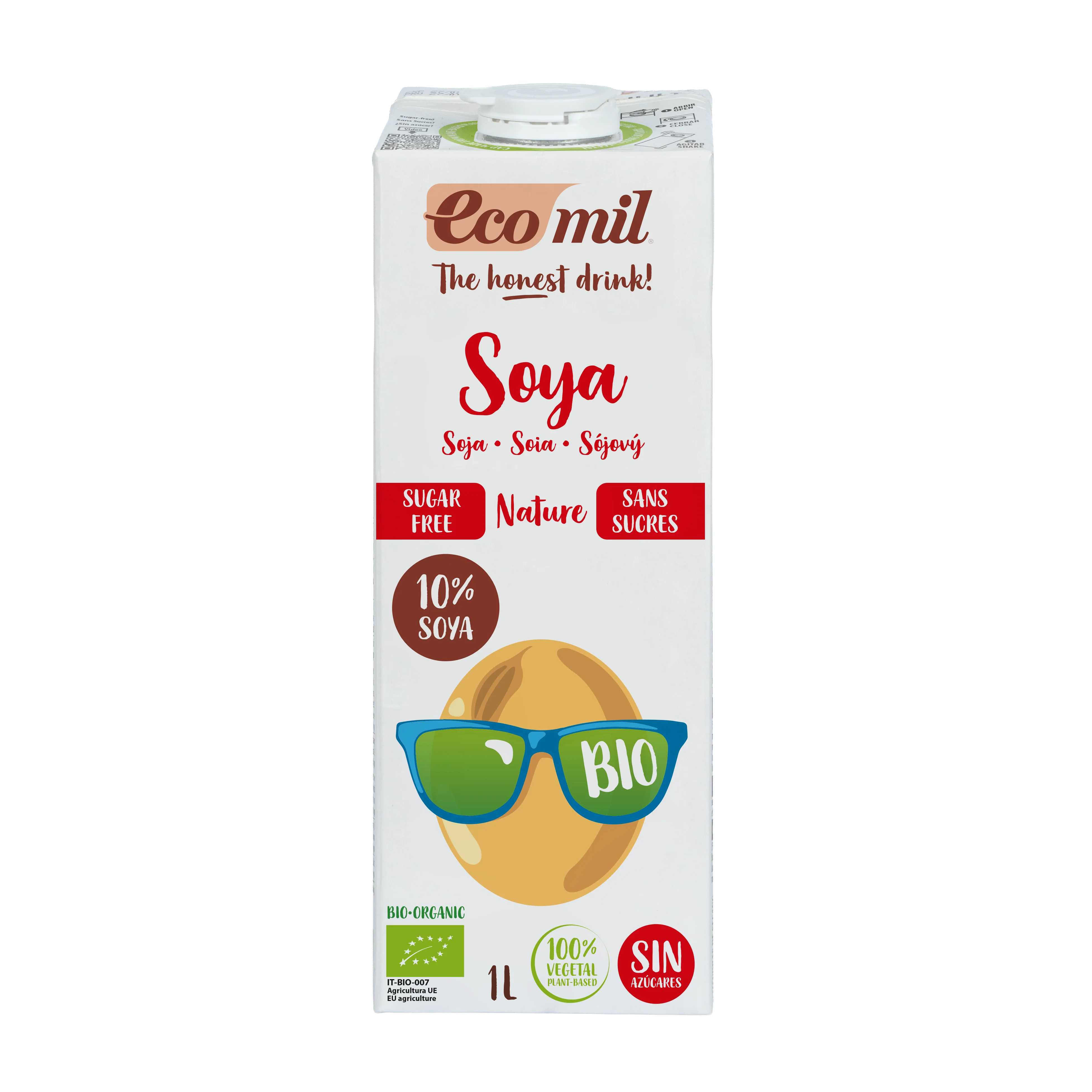 Bebida de Soja Sin Azúcar Bio · Ecomil · 1 litro