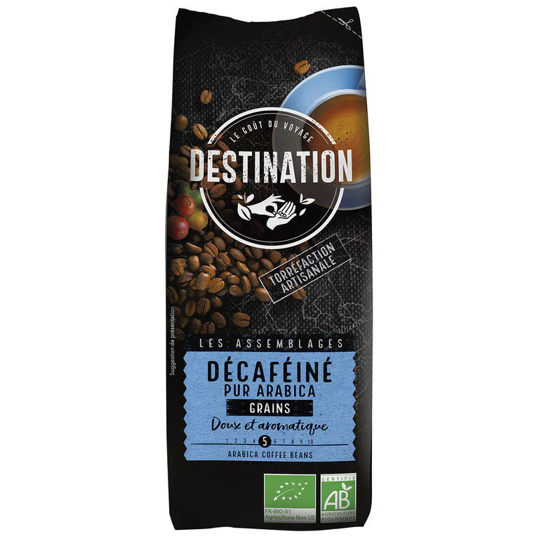 Café en Grano Descafeinado 100% Arabica Bio · Destination · 250 gramos