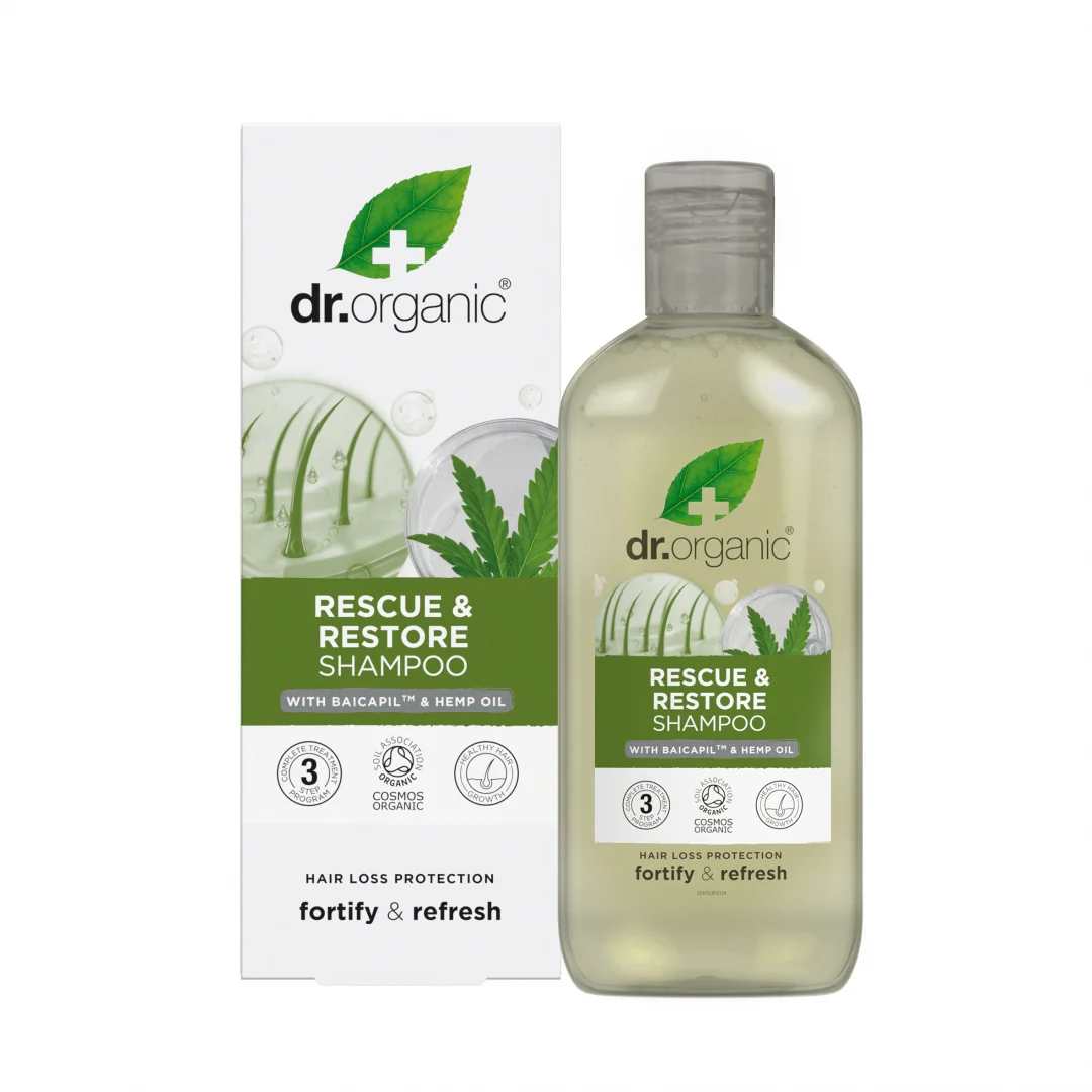 Champú Rescate Anticaída de Cáñamo · Dr Organic · 265 ml