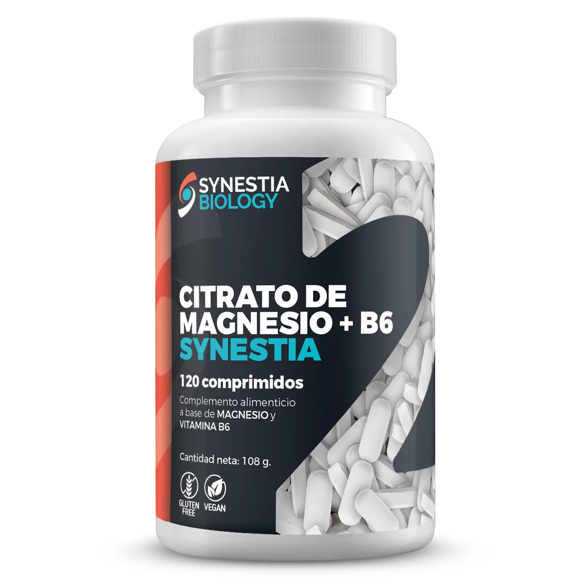 Citrato de Magnesio y B6 · Synestia Biology · 120 comprimidoa
