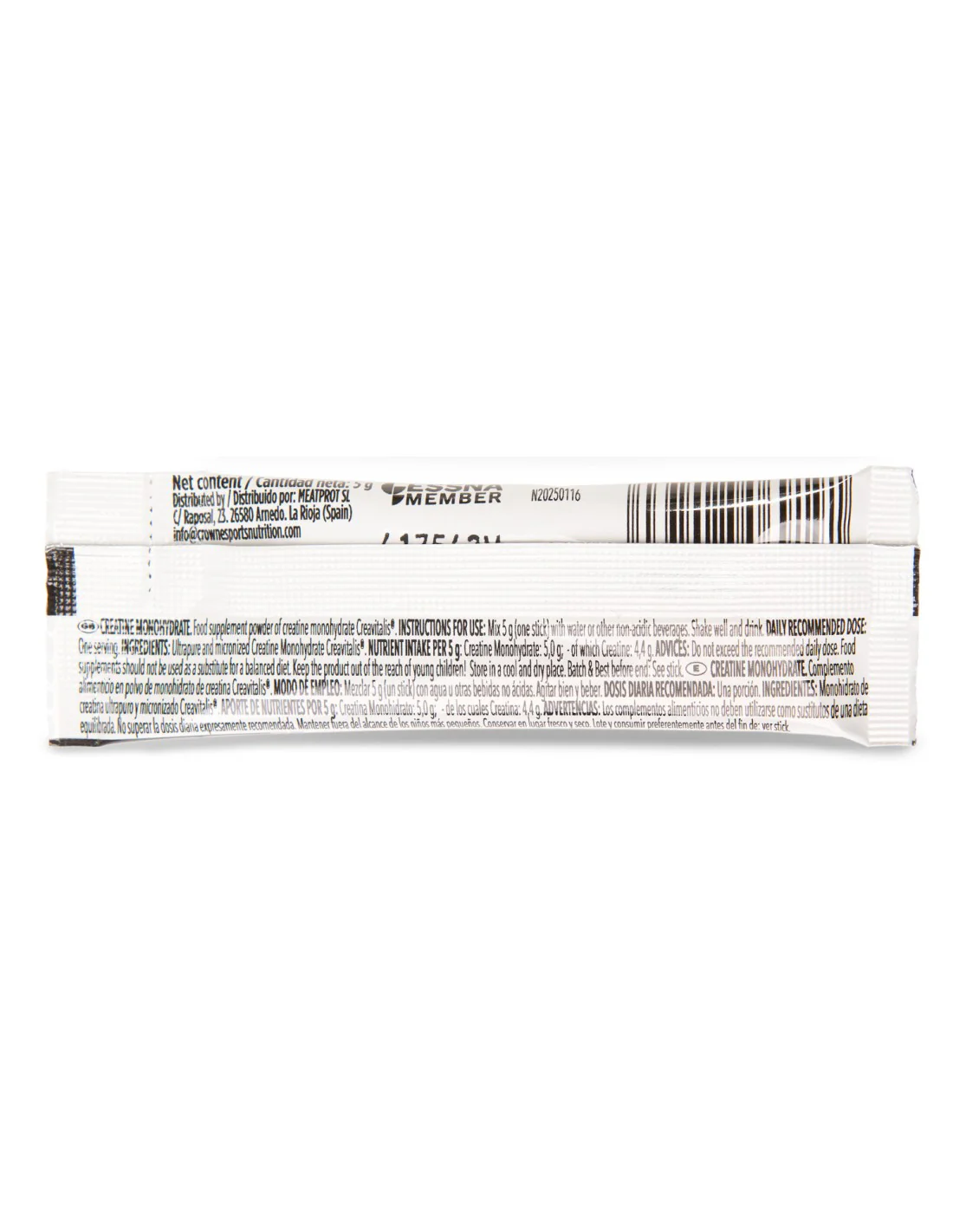 Creatina Monohidrato Creavitalis®: Sabor Neutro · Crown Sport Nutrition · 5 gramos [Caducidad 07/2026] - Image 2