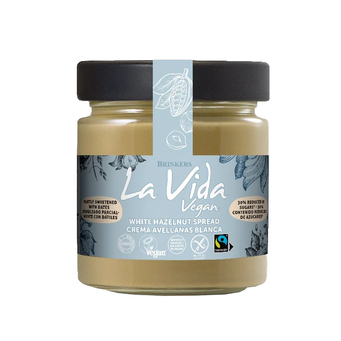 Crema Blanca de Avellanas Baja en Azúcar Bio · La Vida Vegan · 200 gramos