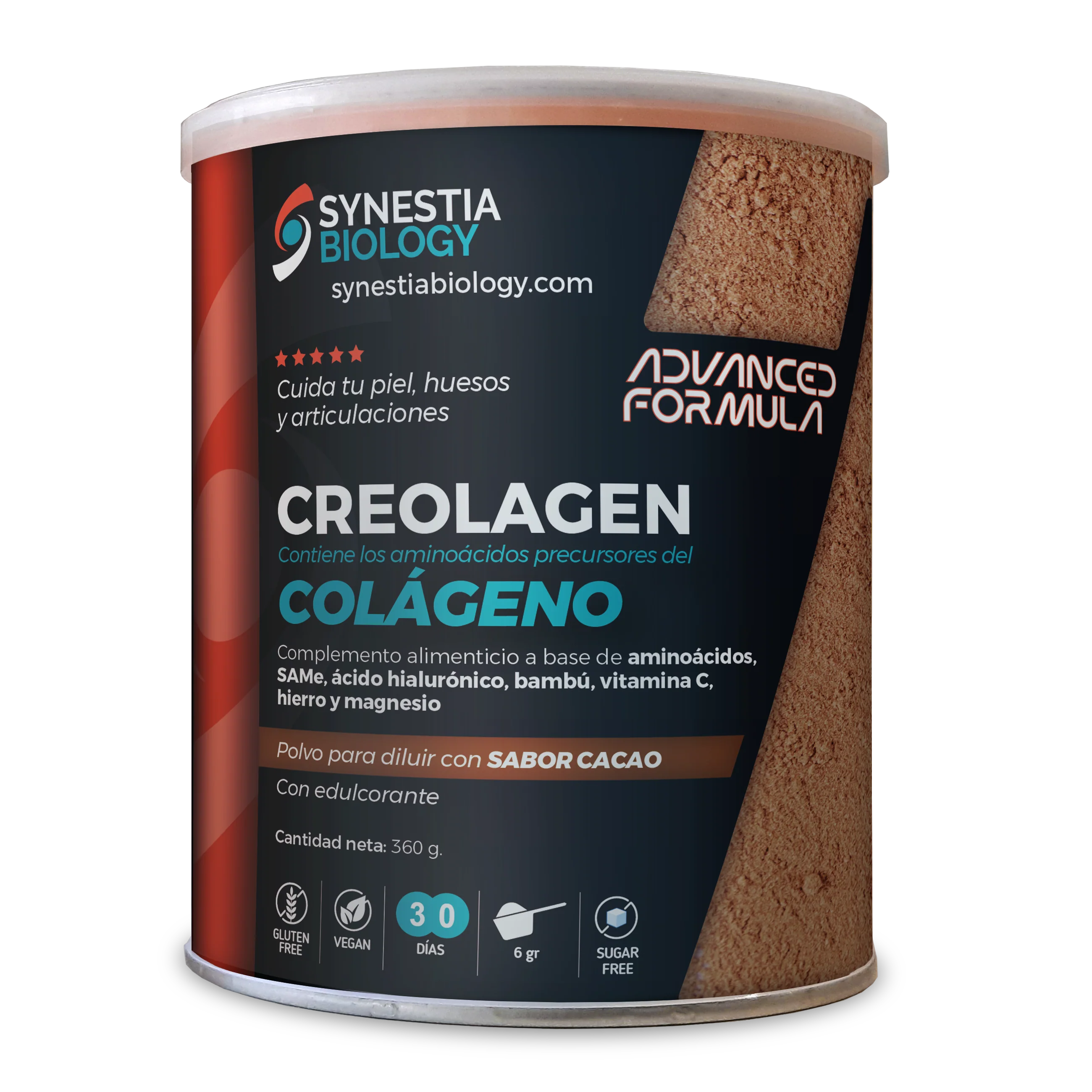 Creolagen Colágeno Cacao · Synestia Biology · 360 gramos