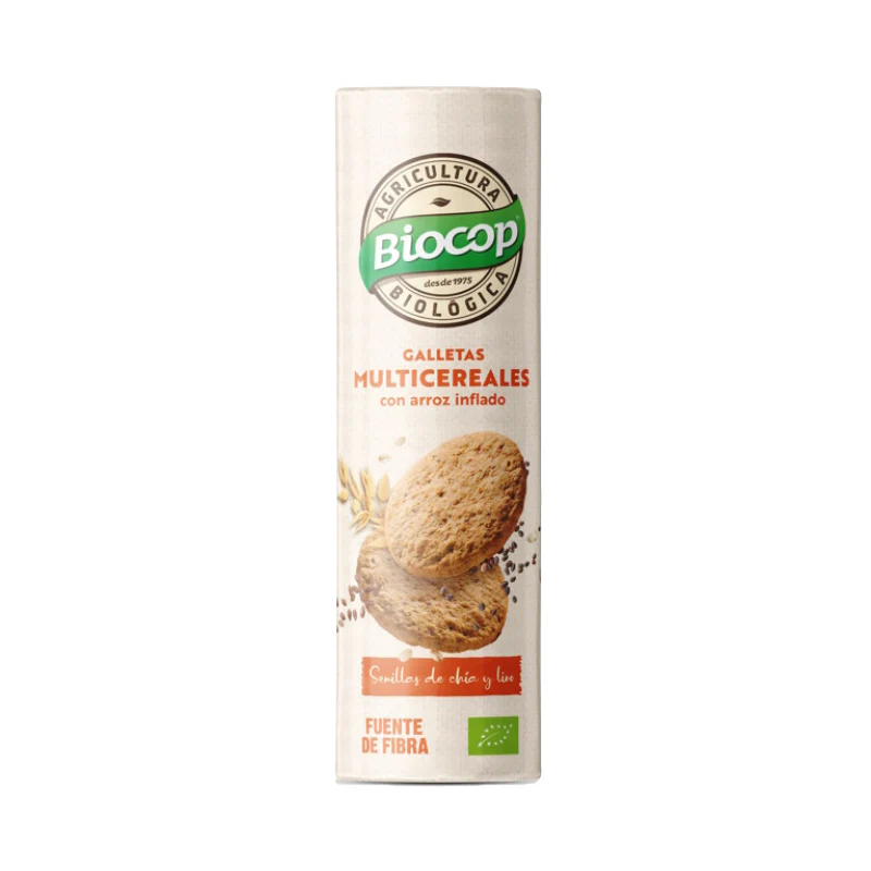 Galletas Multicereales con Arroz Inflado · Biocop · 250 gramos