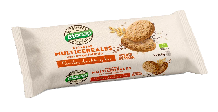 Galletas Multicereales con Arroz Inflado · Biocop · 2x250 gramos