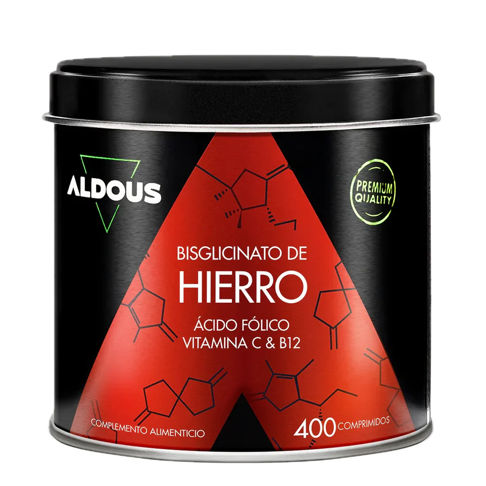 Hierro con Vitamina C, Ácido Fólico y B12 · Aldous · 400 comprimidos