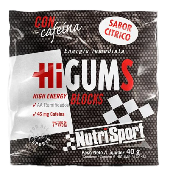 HiGums Blocks Cítrico con Cafeína · Nutrisport · 40 gramos