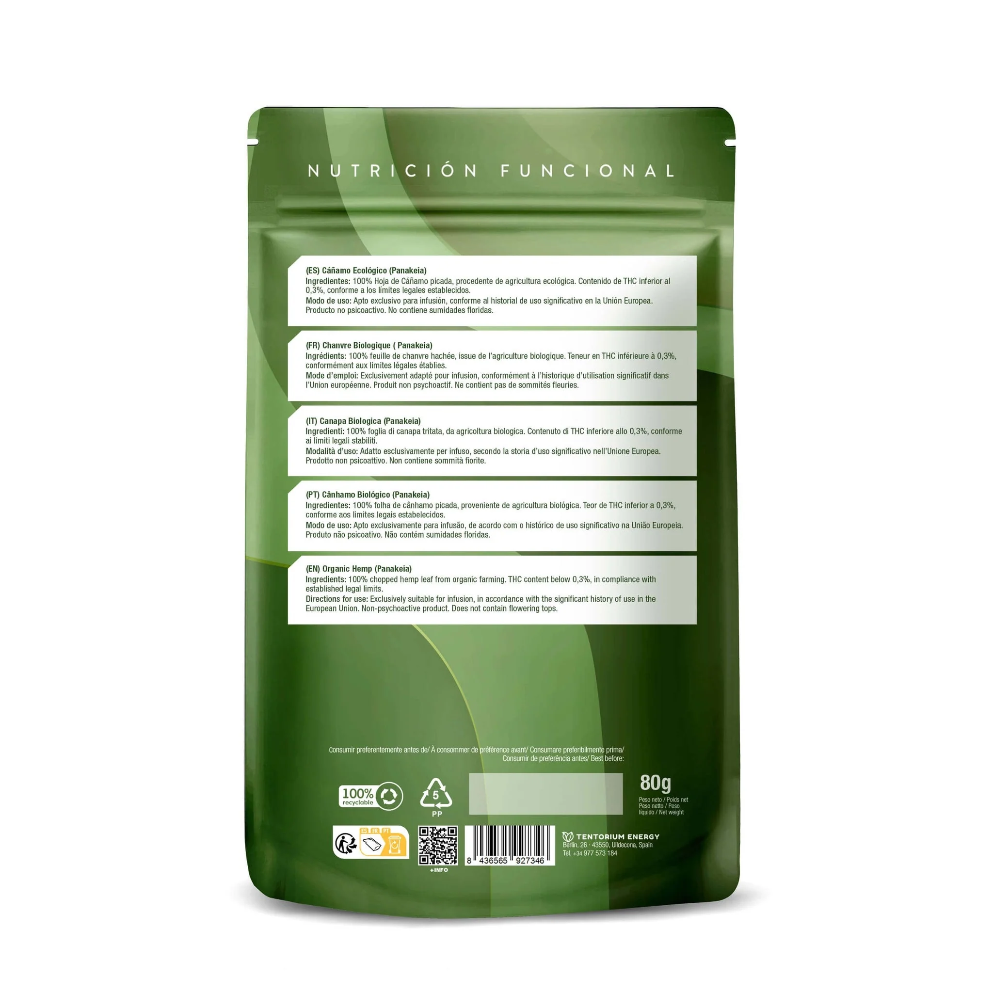 Hoja de Cáñamo Eco · Energy Feelings · 80 gramos - Image 2