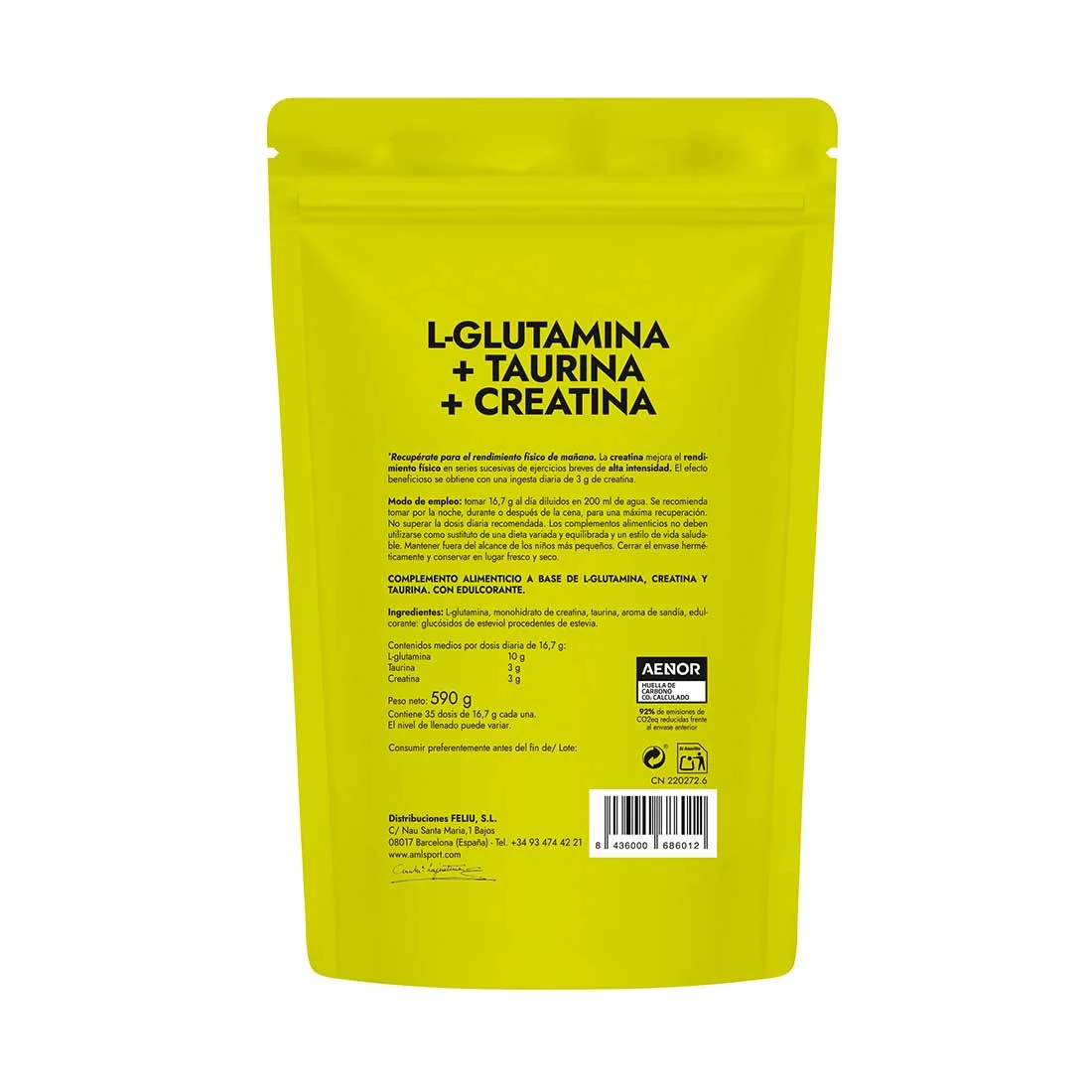 L-Glutamina con Taurina y Creatina AMLSport · Ana María LaJusticia · 590 gramos - Image 2