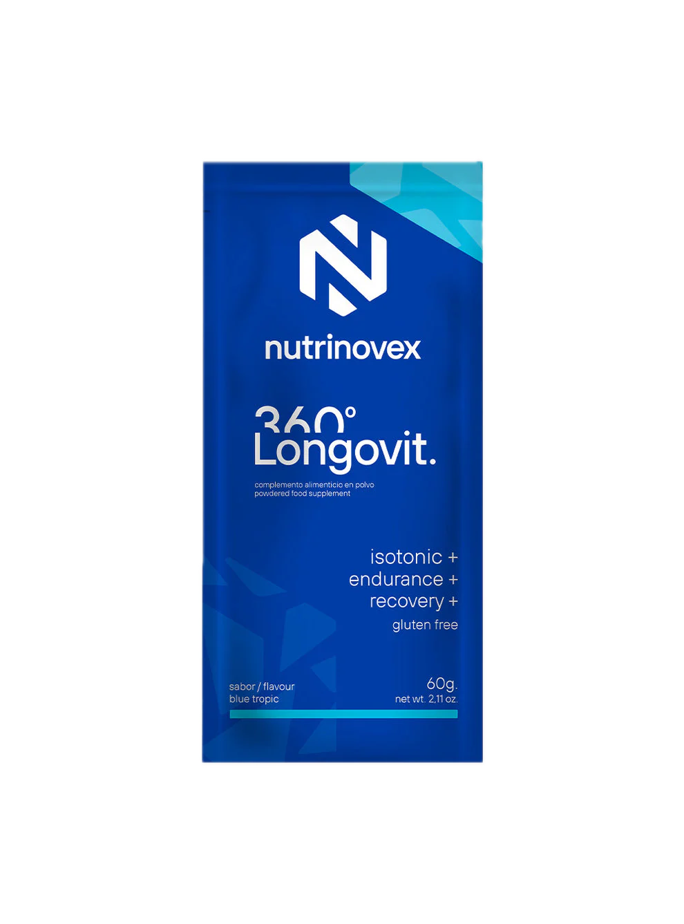 Longovit 360 Drink: Sabor Blue Tropic · Nutrinovex · 60 gramos