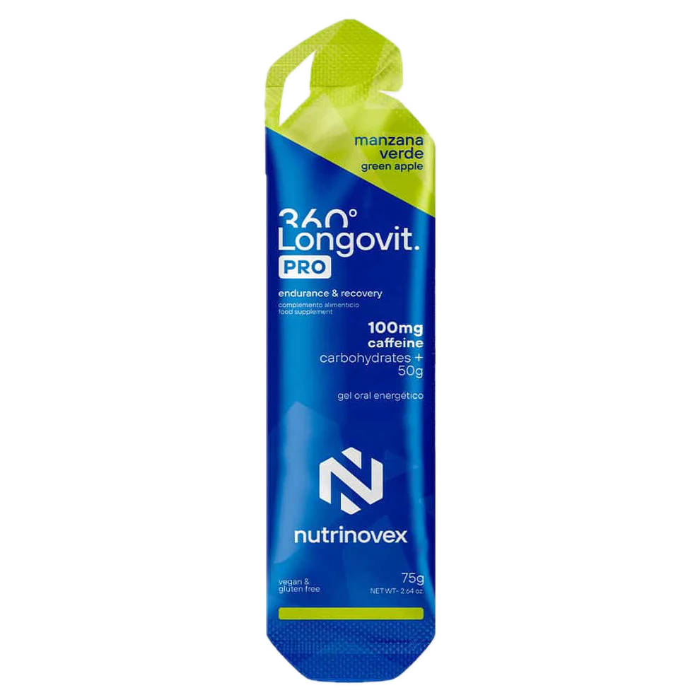 Longovit 360 Gel PRO + Cafeína: Sabor Manzana Verde · Nutrinovex · 75 gramos