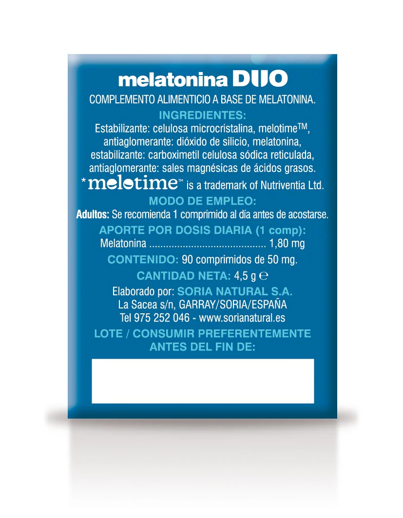 Melatonina DUO · Soria Natural · 90 comprimidos - Image 2