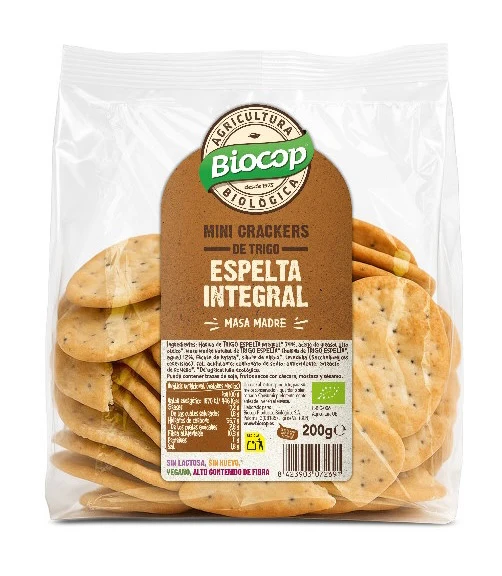 Mini Crackers de Trigo Espelta Integral con Masa Madre · Biocop · 200 gramos