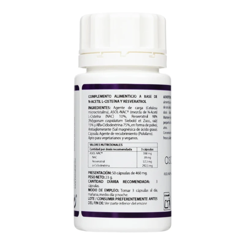 N-Acetil L-Cisteína Alta Biodisponibilidad con Resveratrol · Equisalud · 50 cápsulas - Image 2