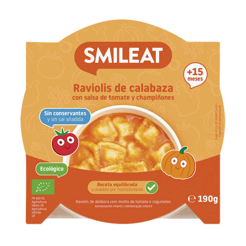 Platito de Ravioli de Calabaza Bio · Smileat · 200 gramos