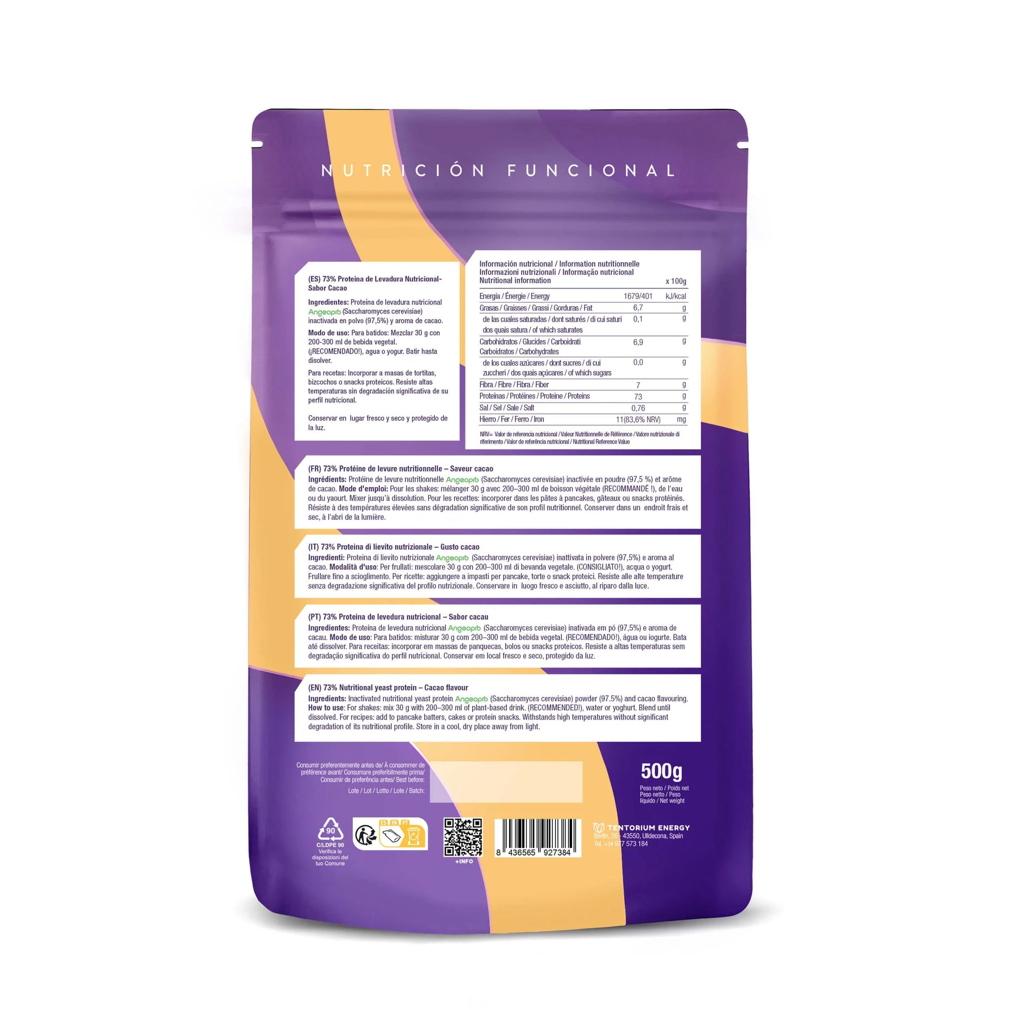 Proteína de Levadura Nutricional 73% Cacao · Energy Feelings · 500 gramos - Image 2