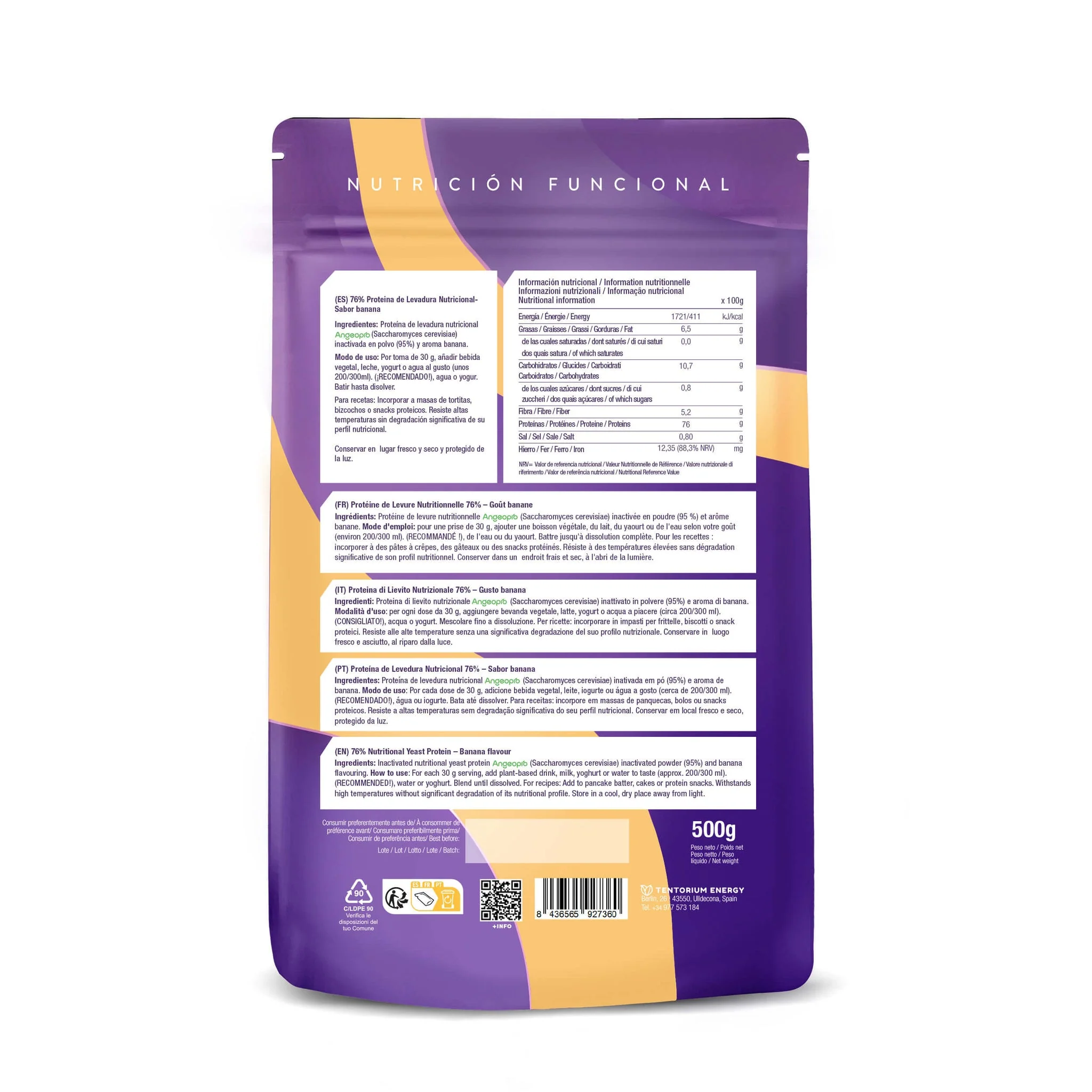 Proteína de Levadura Nutricional 76% Banana · Energy Feelings · 500 gramos - Image 2