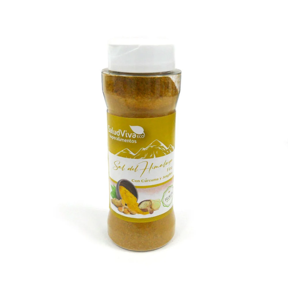 Sal Himalaya Fina con Cúrcuma y Jengibre Eco · Salud Viva · 170 gramos