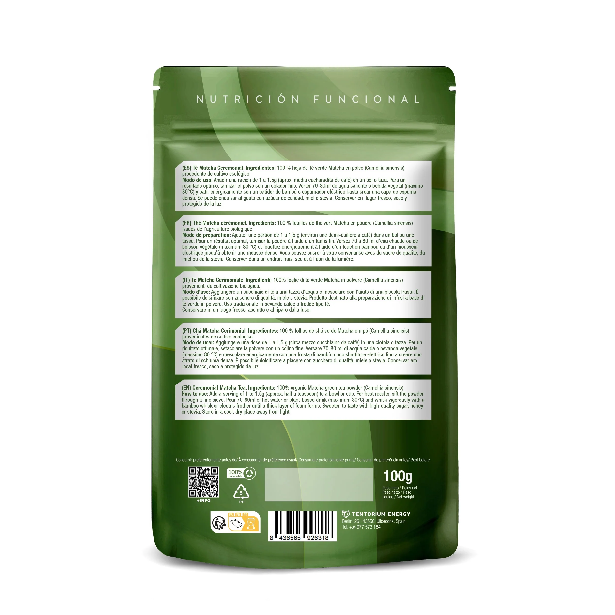 Té Verde Matcha Premium Eco · Energy Feelings · 100 gramos - Image 2