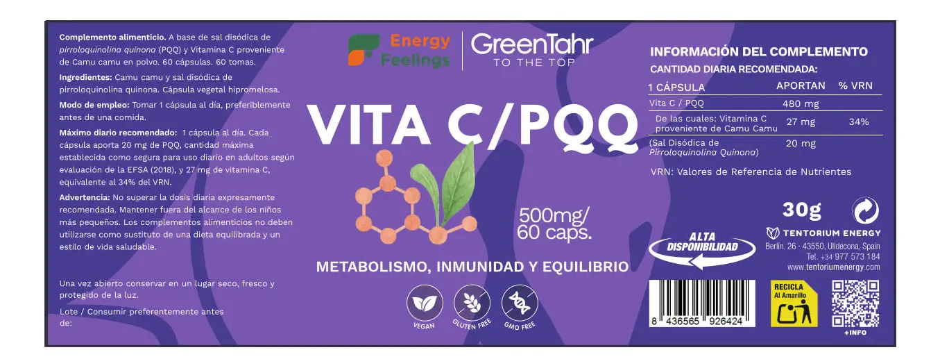 Vitamina C con PQQ · Energy Feelings · 60 cápsulas - Image 2