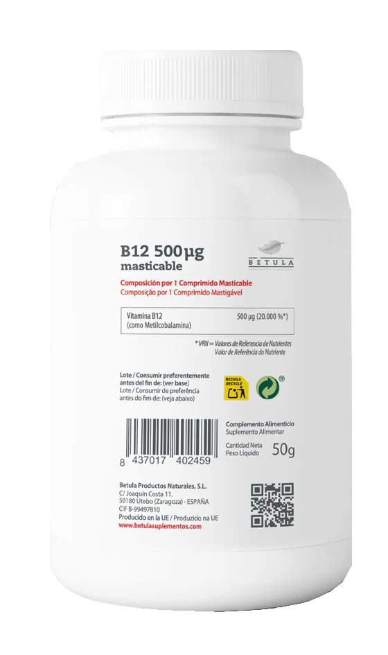 Vitamina B12 500 mcg · Betula · 100 comprimidos masticables - Image 2