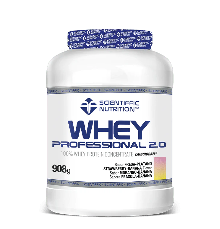 Whey Professional 2.0 Whey Protein: Sabor Fresa-Plátano · Scientiffic Nutrition · 908 gramos