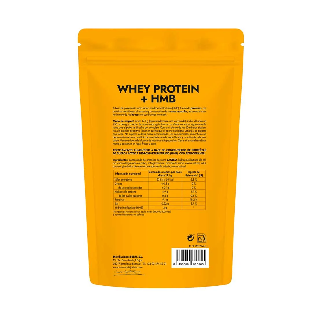 Whey Protein Cappuccino AMLSport · Ana María LaJusticia · 520 gramos - Image 2